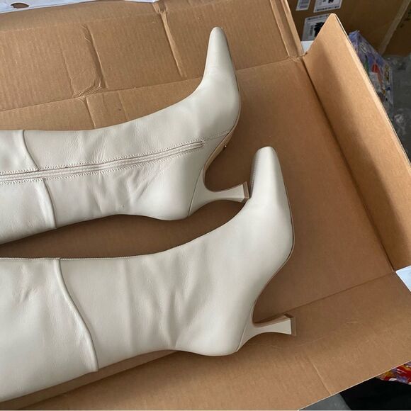 Tony Bianco Fantasy Boots Vanilla Nappa knee high leather square toe heels 8 - Picture 13 of 14